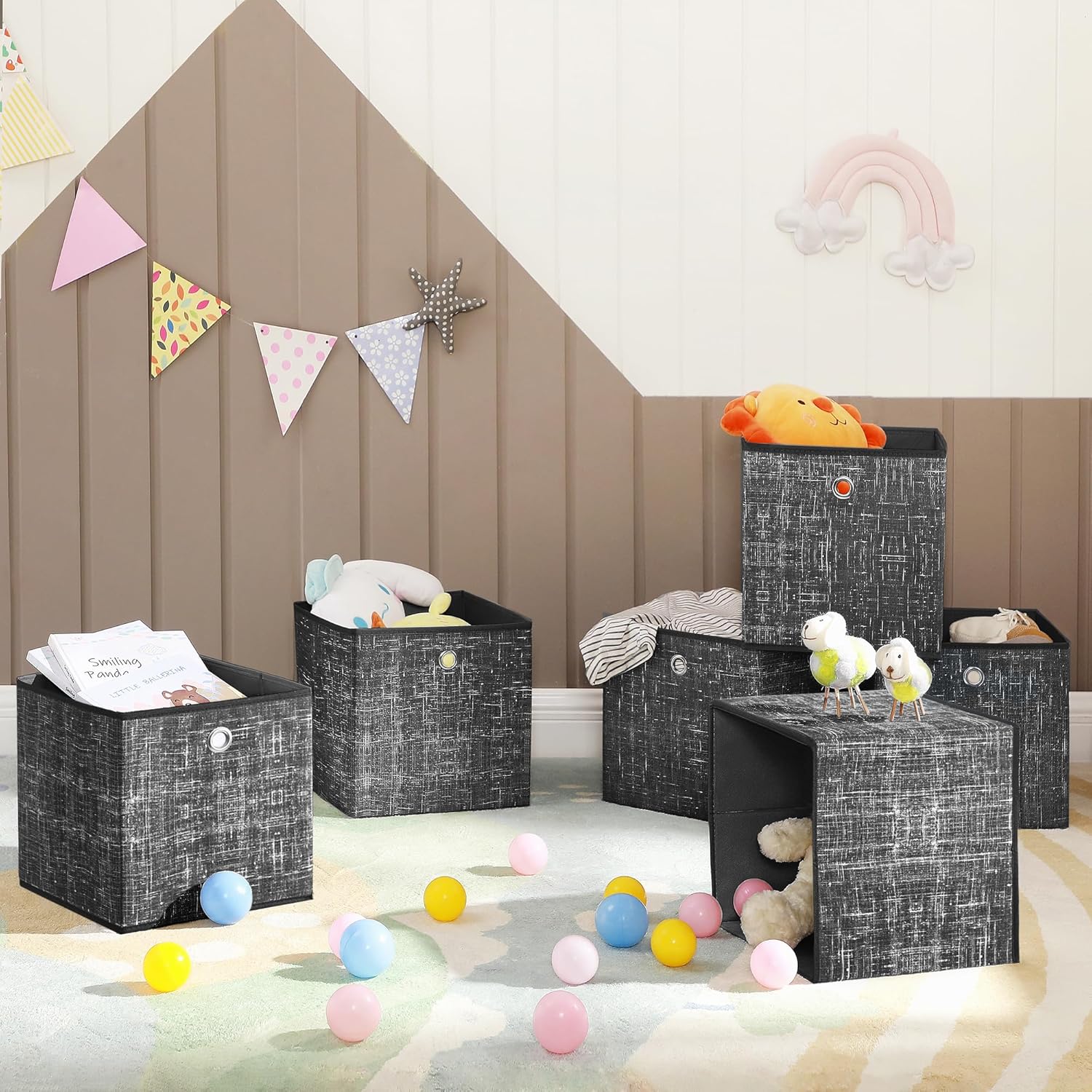 Thumbnail 4 de SONGMICS Aufbewahrungsbox 6er Set – Vliesstoff-Organizer 30x30x30 cm, schwarz meliert
