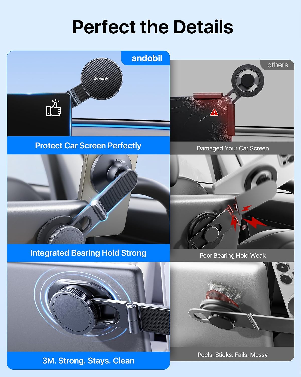 Thumbnail 6 de andobil 3rd Gen Tesla Phone Mount, Magnetic, 360° Adjustable and Foldable