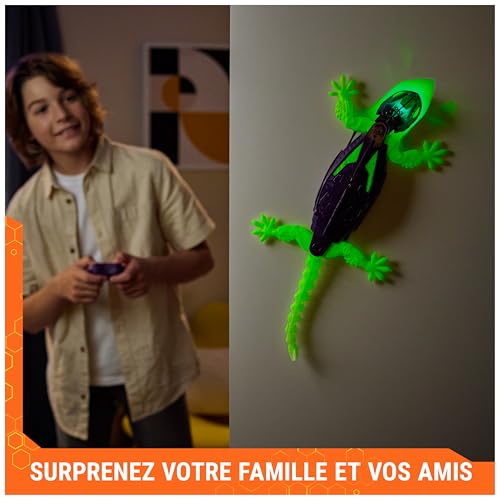 Detalle de HEX BOTS Gecko radiocommandé phosphorescent : le lézard qui rampe sur le sol et grimpe les murs