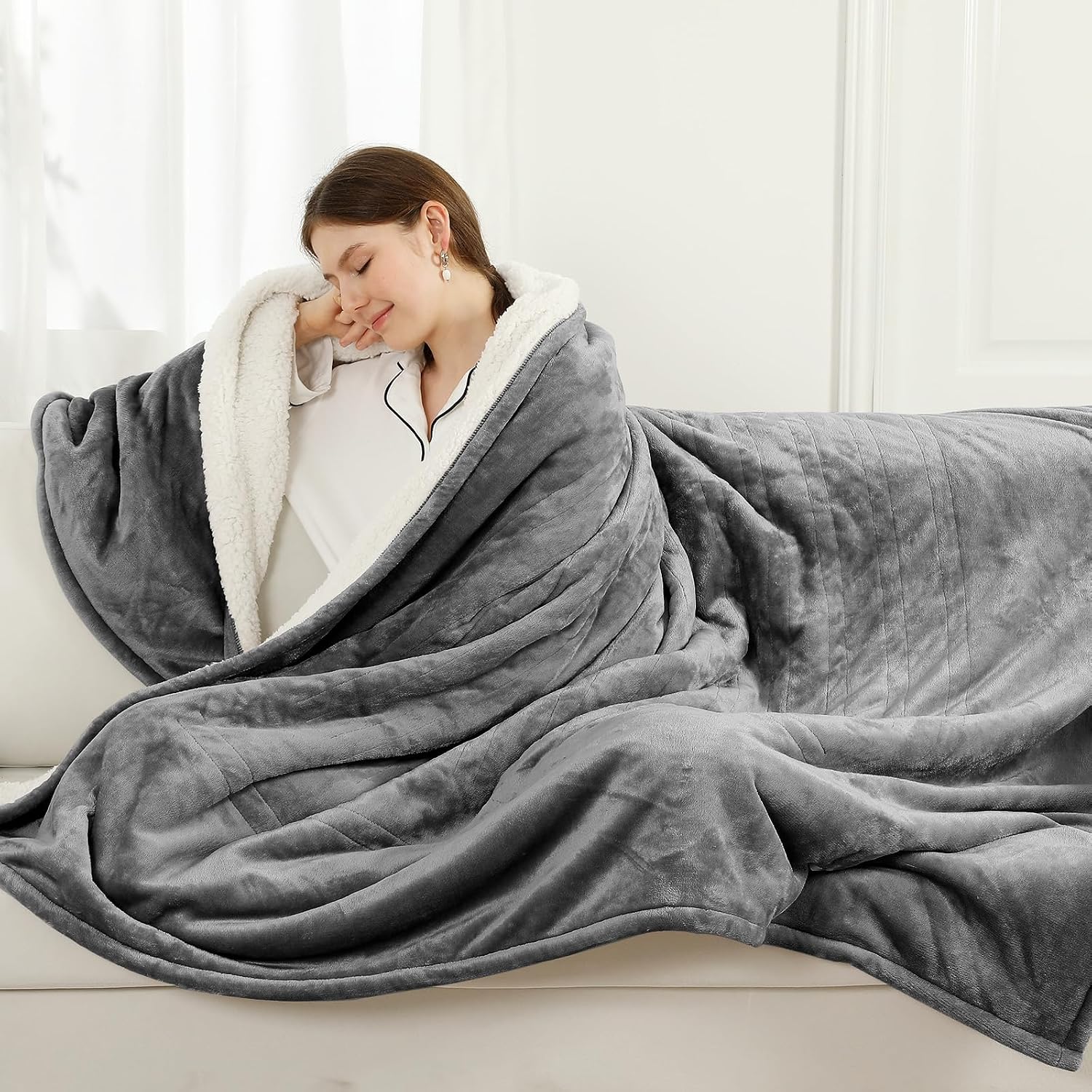 Detalle de ESTINGO Heated Throw Blanket 180x130cm for Home ⌛