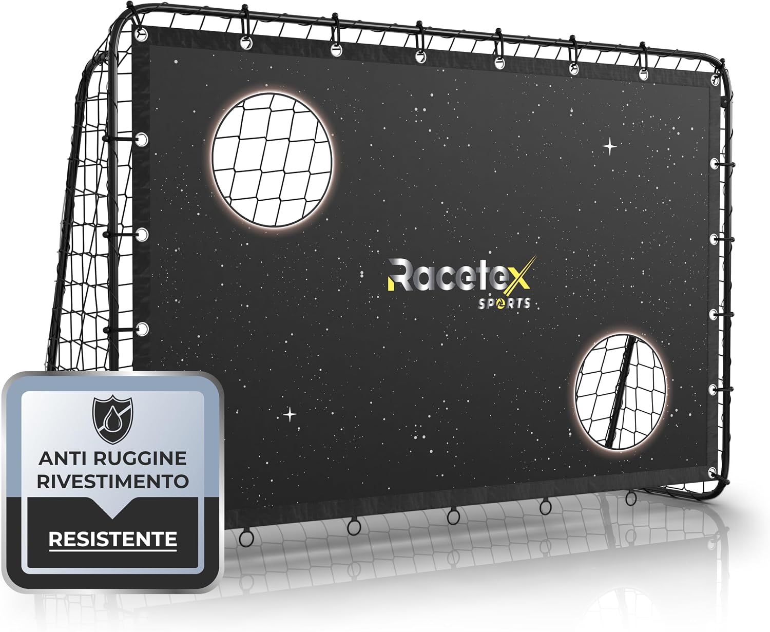 Detalle de Racetex Porta Calcio per Bambini e Adulti con Parete Bersaglio e Rivestimento Anti-Ruggine