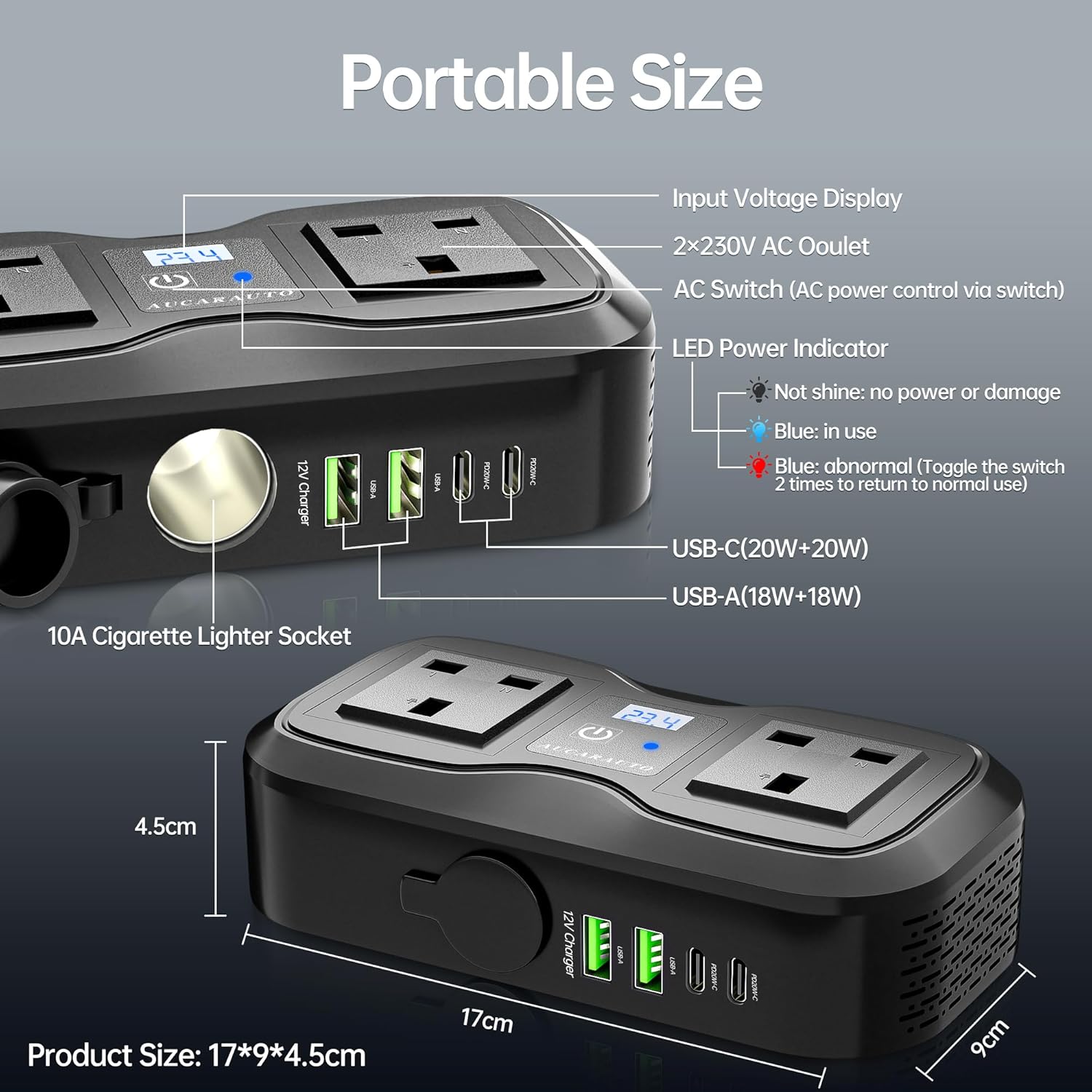 Thumbnail 5 de AUCARAUTO 7-in-1 200W car power inverter 🔌