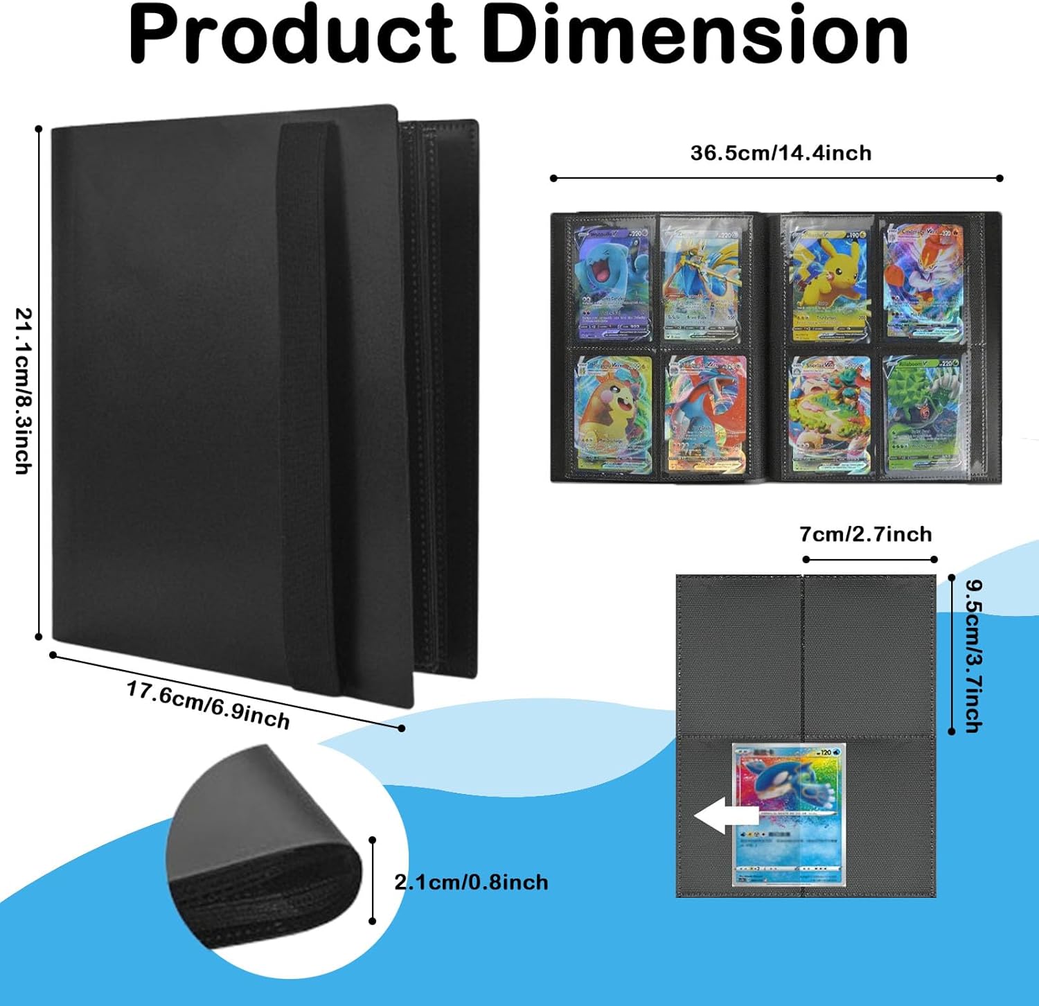 Detalle 2 de 4-Pocket Trading Card Binder with 20 Pages and 160 Pockets (Green)