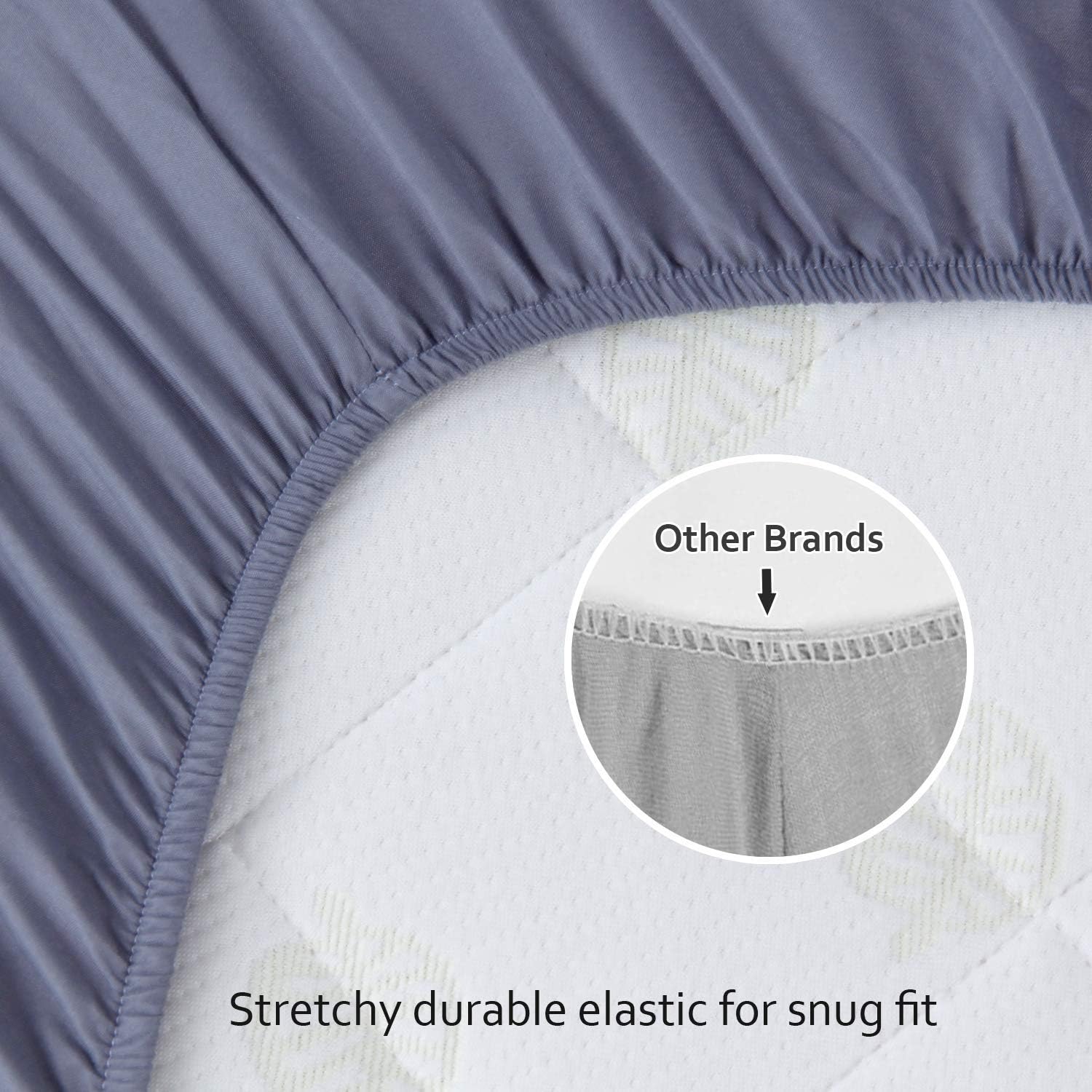 Thumbnail 2 de SPRINGSPIRIT Travel Cot Fitted Sheet (2 Pack) – Ultra-soft fitted sheets for portable playards, 95x65cm, White & Grey