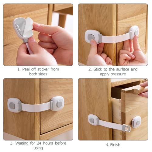Detalle 2 de BillyBath Bloc Porte Sécurité Bébé 6 Pièces – Système Double Verrouillage et Fixation Adhésive pour Armoires, Tiroirs et Réfrigérateurs