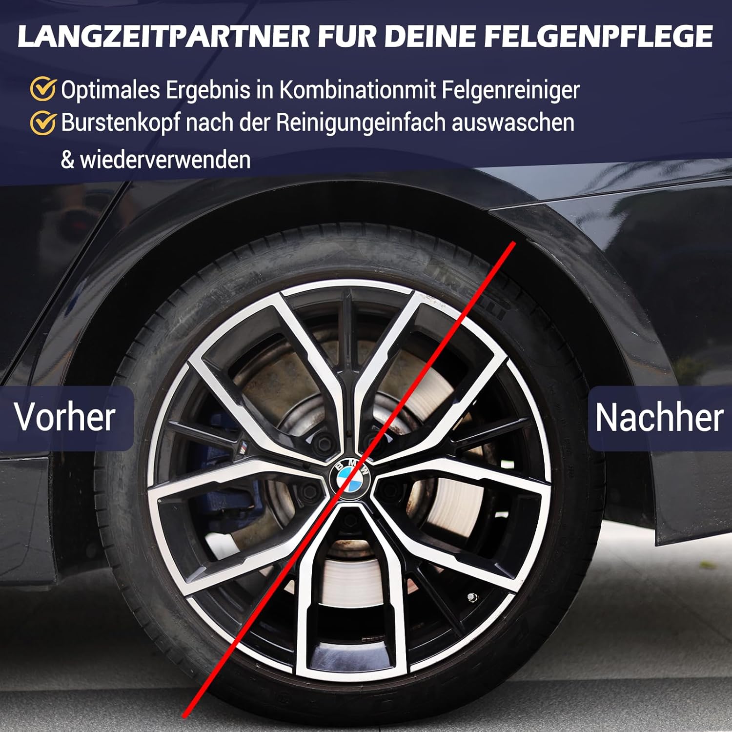 Thumbnail 5 de Kasauber Felgenbürste für Akkuschrauber – Wheel Brush für Felgenreinigung an Auto, Motorrad & Fahrrad