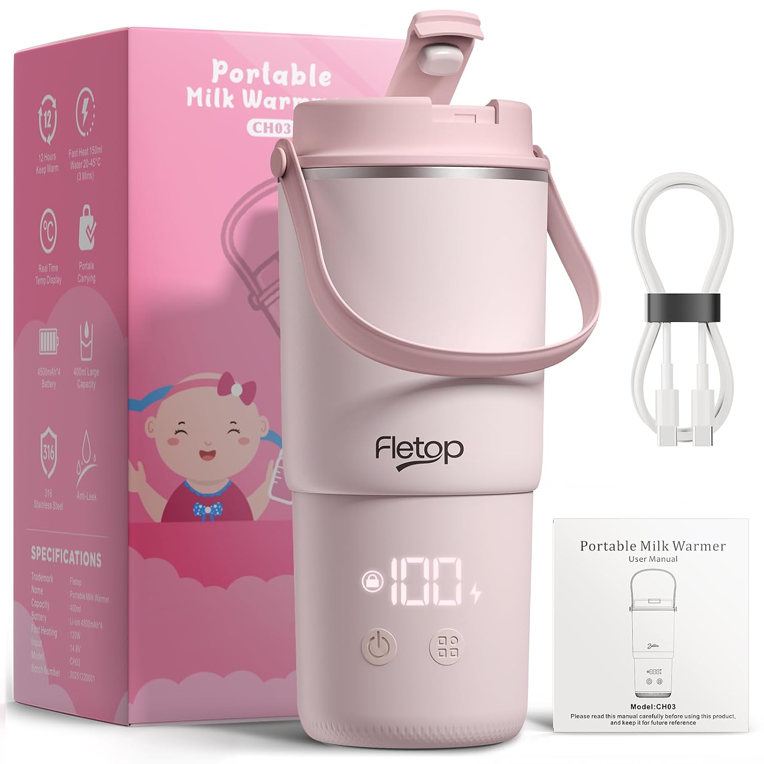 Detalle de Tragbarer Flaschenwärmer Baby unterwegs 120 W