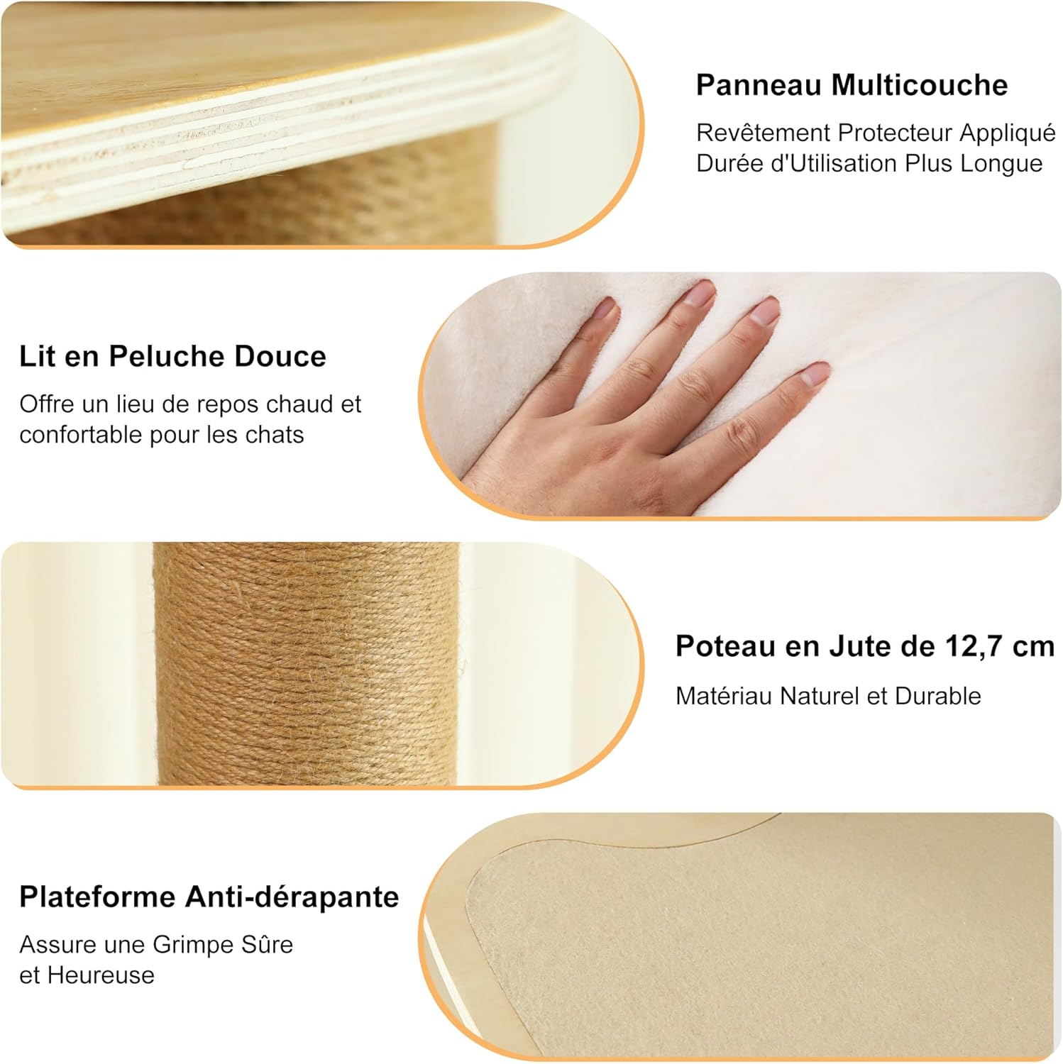 Thumbnail 3 de FUKUMARU Arbre à chat du sol au plafond à 6 niveaux réglables, beige