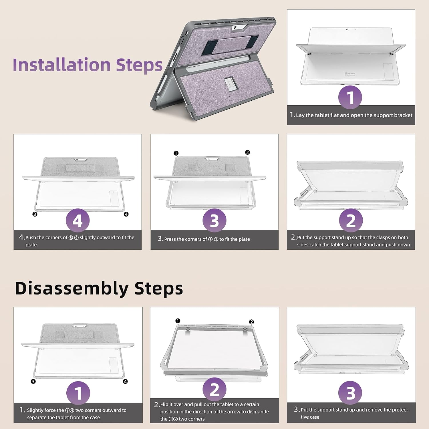 Thumbnail 6 de SSS·GRGB Hülle für Microsoft Surface Pro 11/10/9/8 (13 Zoll) – robuste All-in-One-Hülle mit Stentabdeckung, Handschlaufe und integrierter Standfunktion