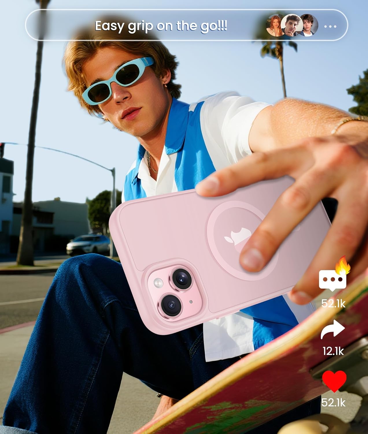 Thumbnail 6 de FNTCASE Magnetic iPhone 15 / iPhone 14 / iPhone 13 Case (Translucent Pink)