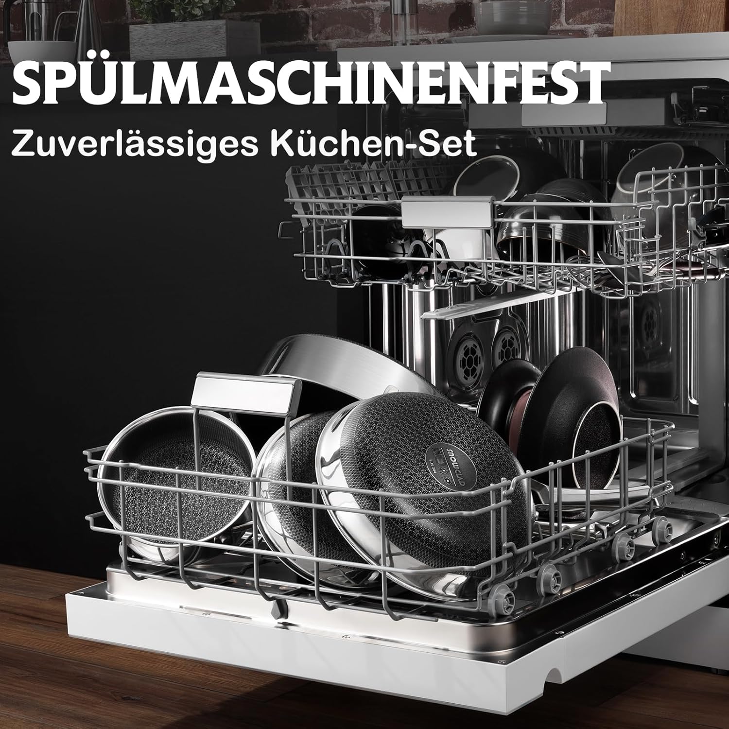 Thumbnail 4 de Wokpfanne 30 cm & Bratpfannen 24+28 cm – Hybrid-Wok-Set mit Antihaft-Wabenbeschichtung