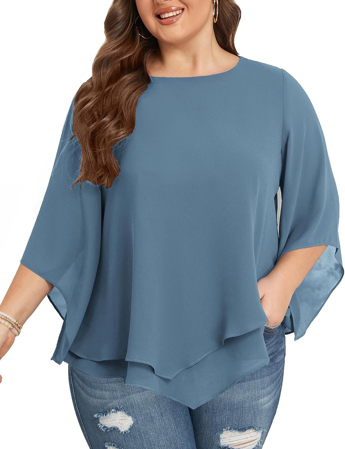 Thumbnail 6 de Chiffon Bluse für Damen in großen Größen