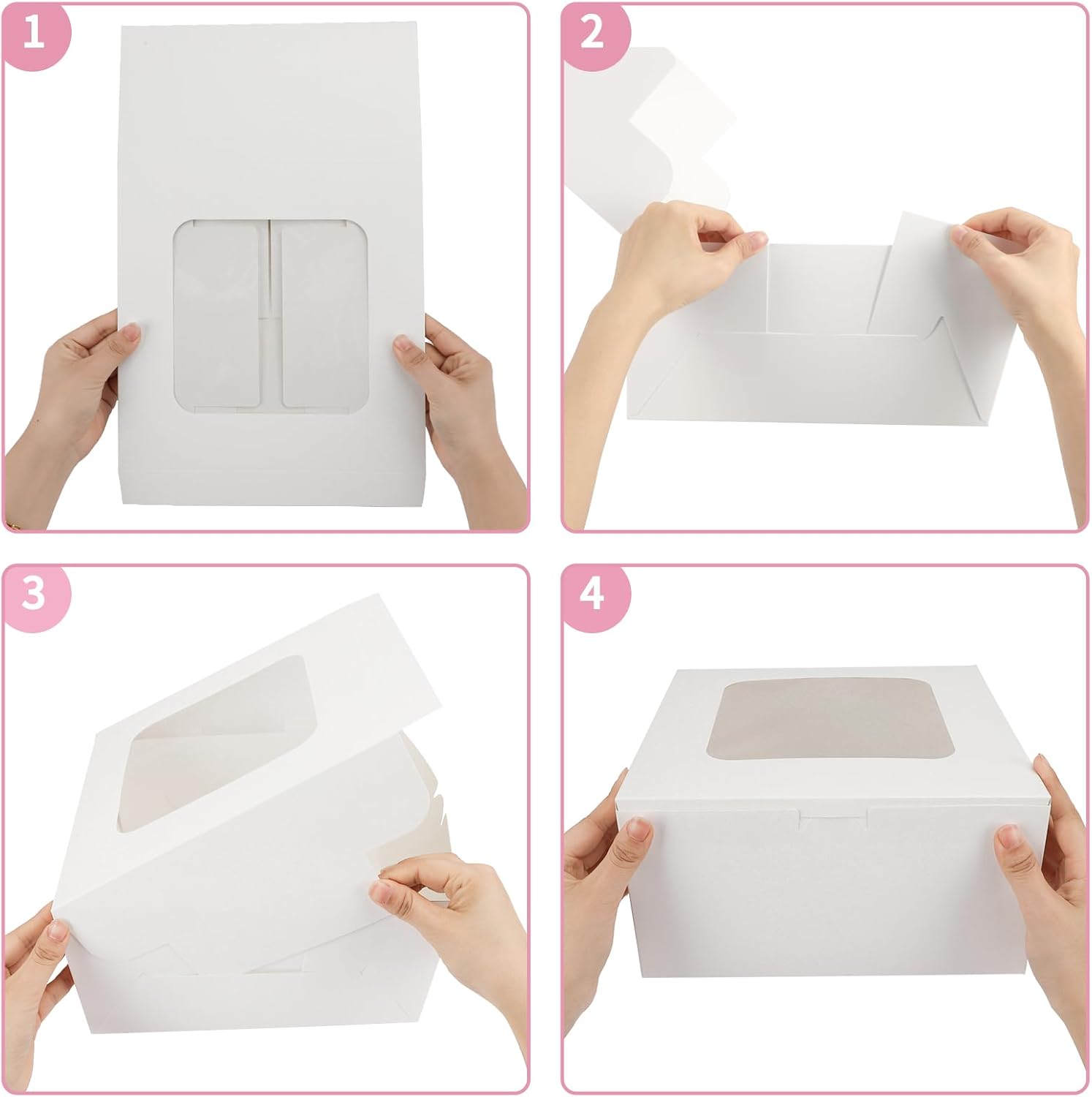 Thumbnail 3 de Moretoes 24pcs White Square Cake Boxes with Window (10x10x5 inches)