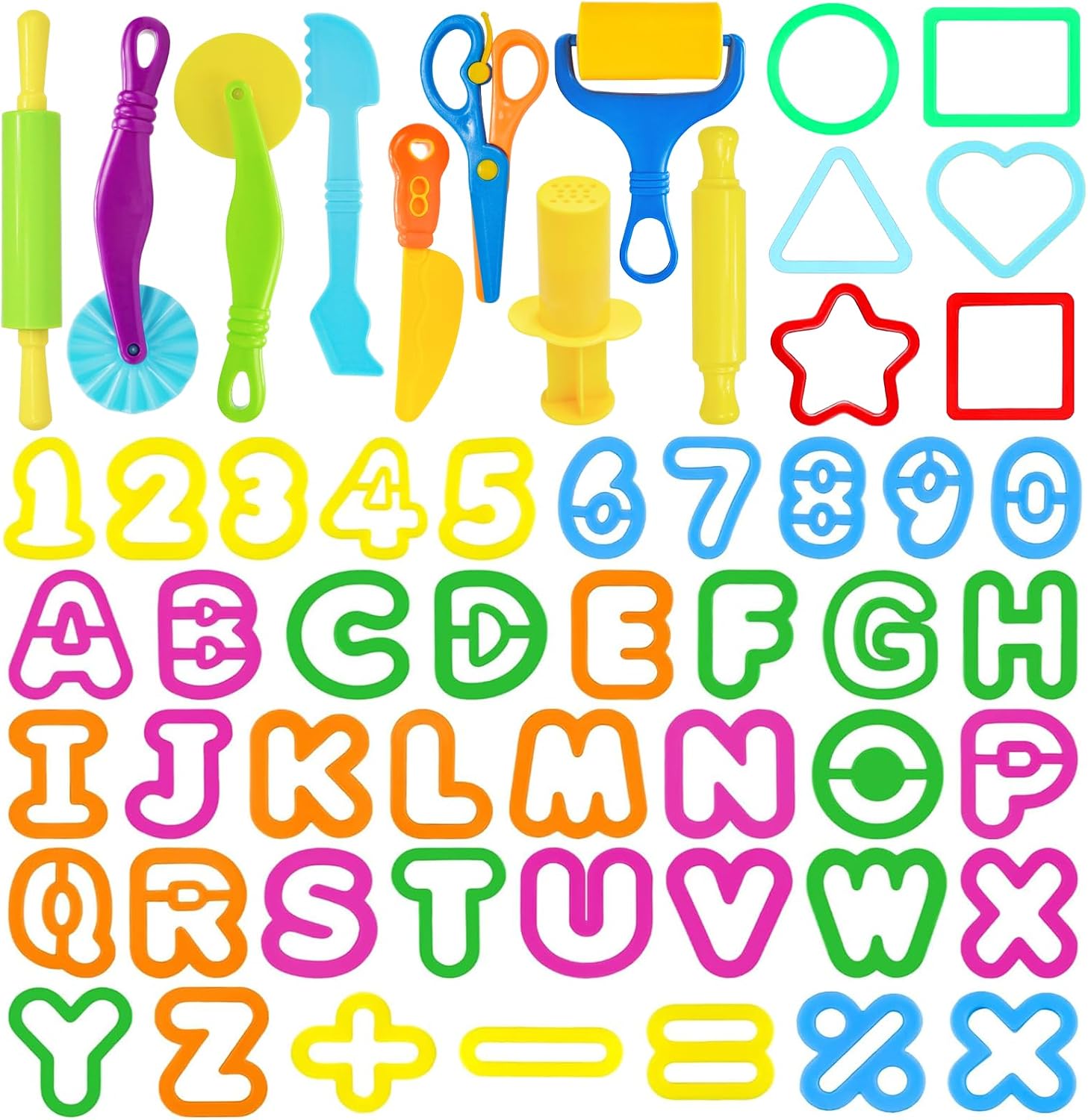 Detalle de LCY WEDSHI nt5656 Dough Tool Set, 56-Piece Alphabet, Number & Shape Cutters
