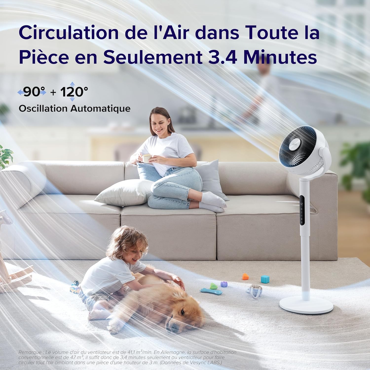 Detalle de LEVOIT Ventilatore a Piantana 20dB: silenzioso, potente e versatile per ogni ambiente