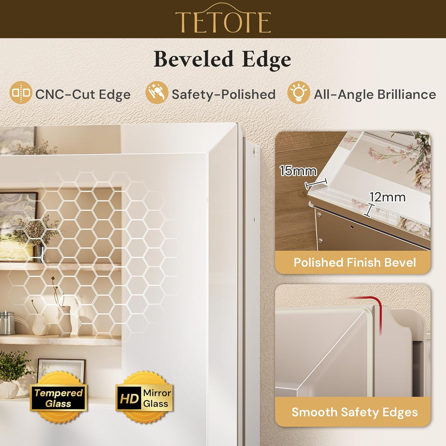 Thumbnail 5 de TETOTE 14 x 24 Medicine Cabinet with Tempered Beveled Mirror
