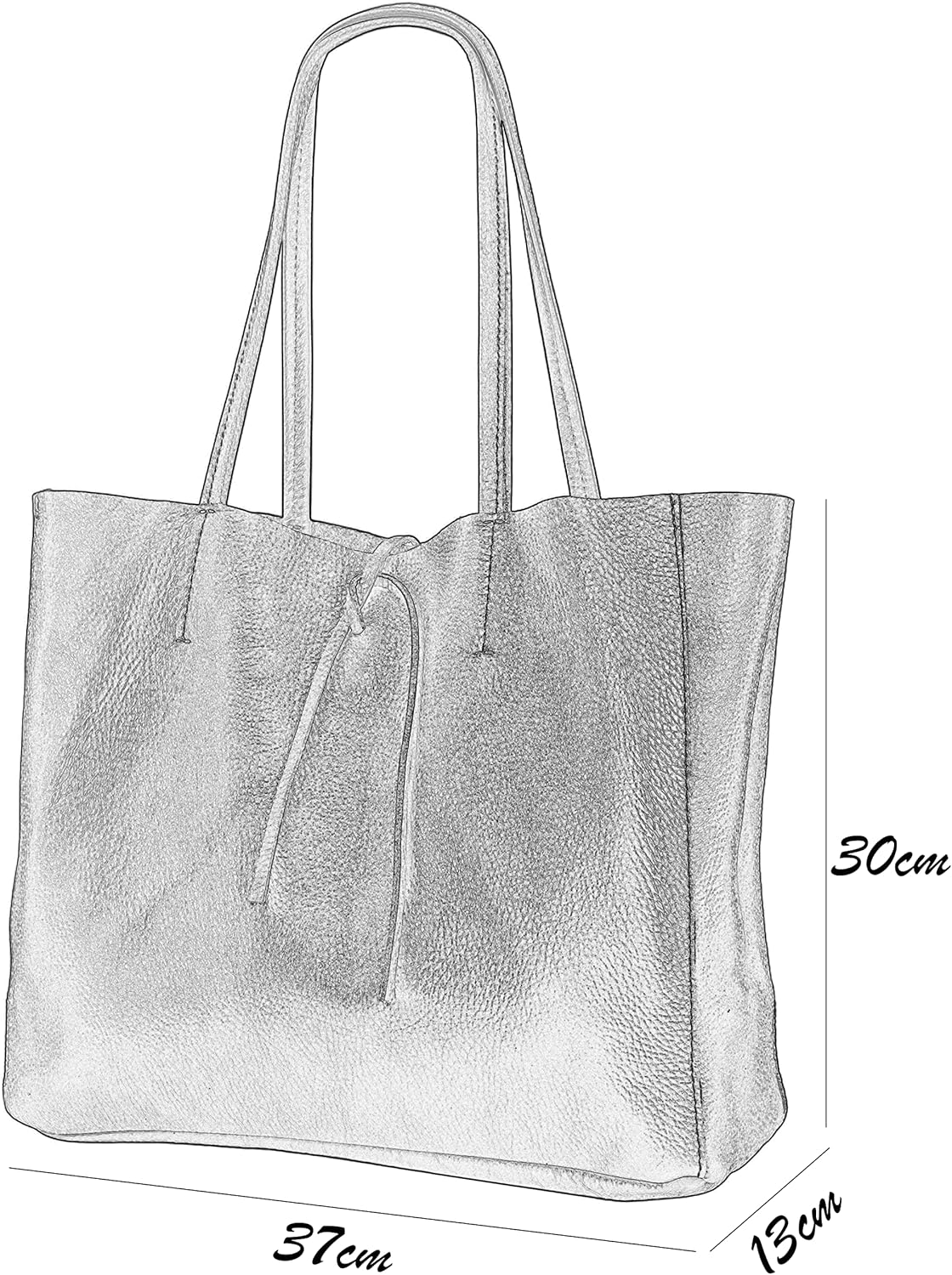 Detalle de SH Leder ® Maja G514 Sac cabas en cuir de vachette véritable – format paysage