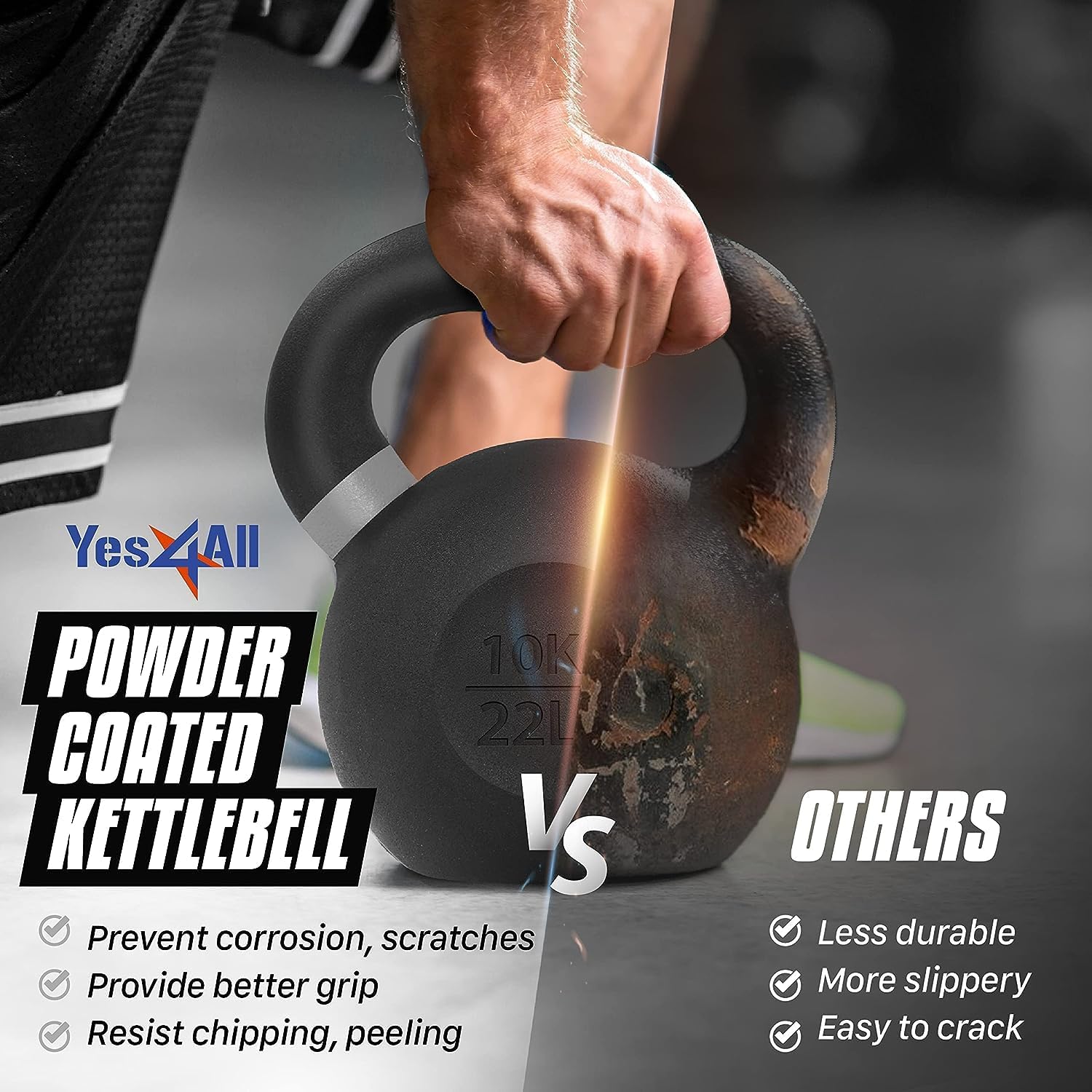 Thumbnail 5 de Yes4All kettlebell in ghisa da competizione, rivestite in polvere, impugnatura lunga (4–32 kg)