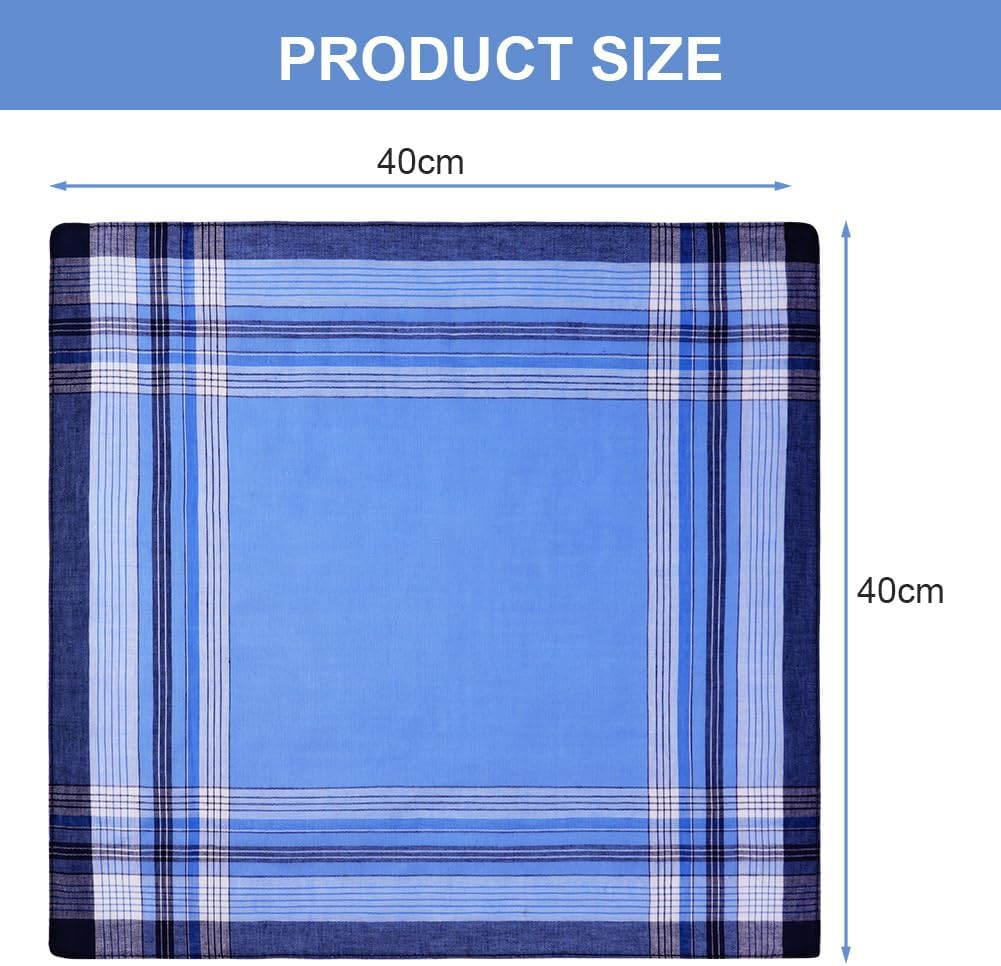Thumbnail 1 de Aomig Fazzoletti Uomo in cotone, set da 12 grandi (6 colori) 40x40 cm, stile plaid
