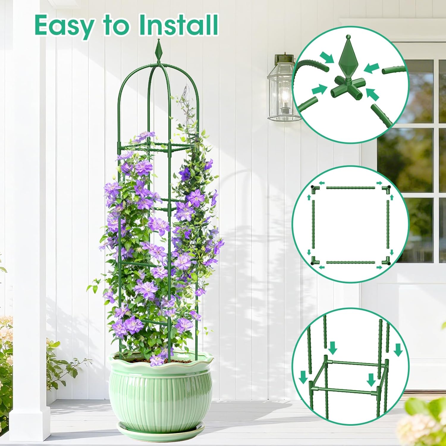 Thumbnail 4 de MQHUAYU 4-Tier Garden Obelisk Trellis (180 cm) for Climbing Plants – Rustproof Metal Plant Support