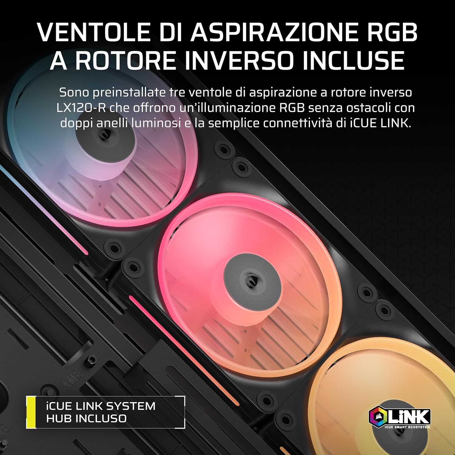 Thumbnail 4 de CORSAIR Frame 4500X LX-R RGB LINK, mid-tower con vetro panoramico e sistema InfiniRail, include 3 ventole LX120R RGB LINK