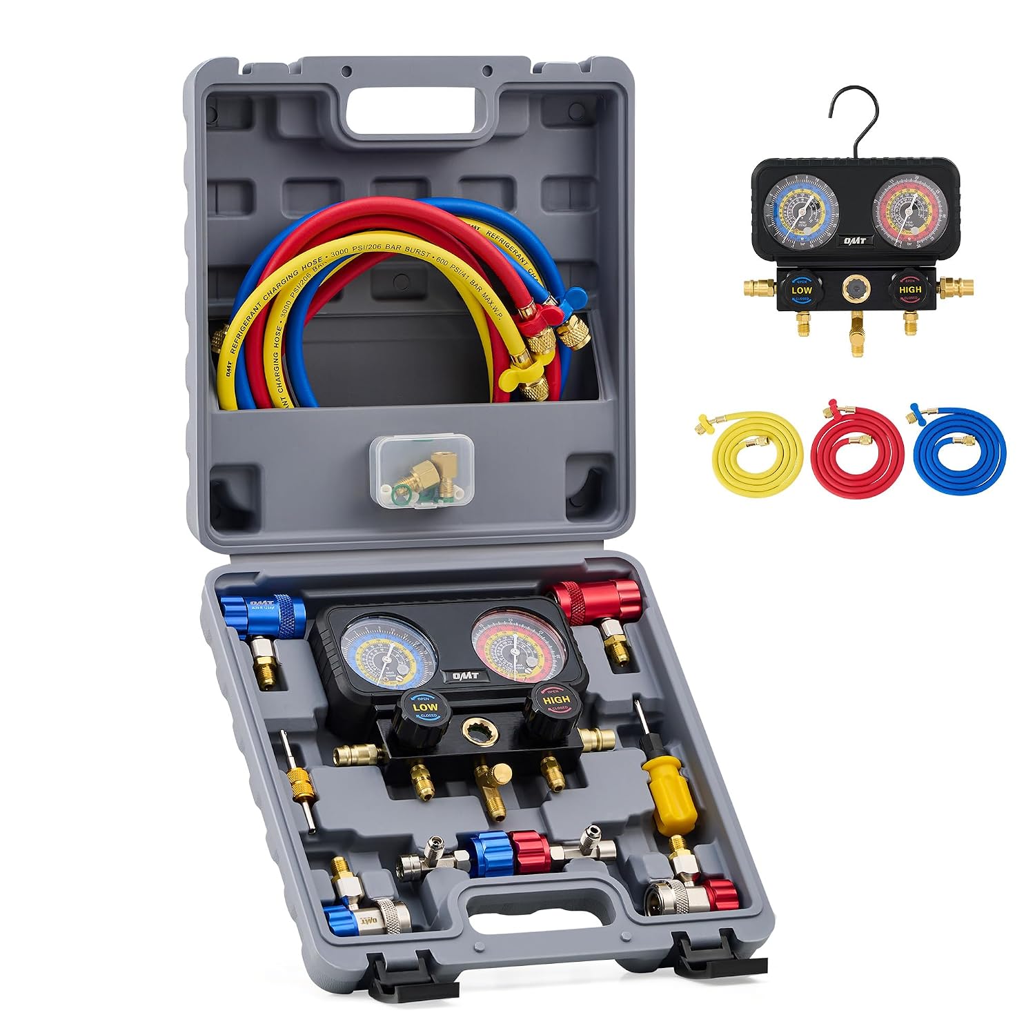 Orion Motor Tech AC Gauges: 3‑Way Manifold Set for R1234yf, R404a & R134a