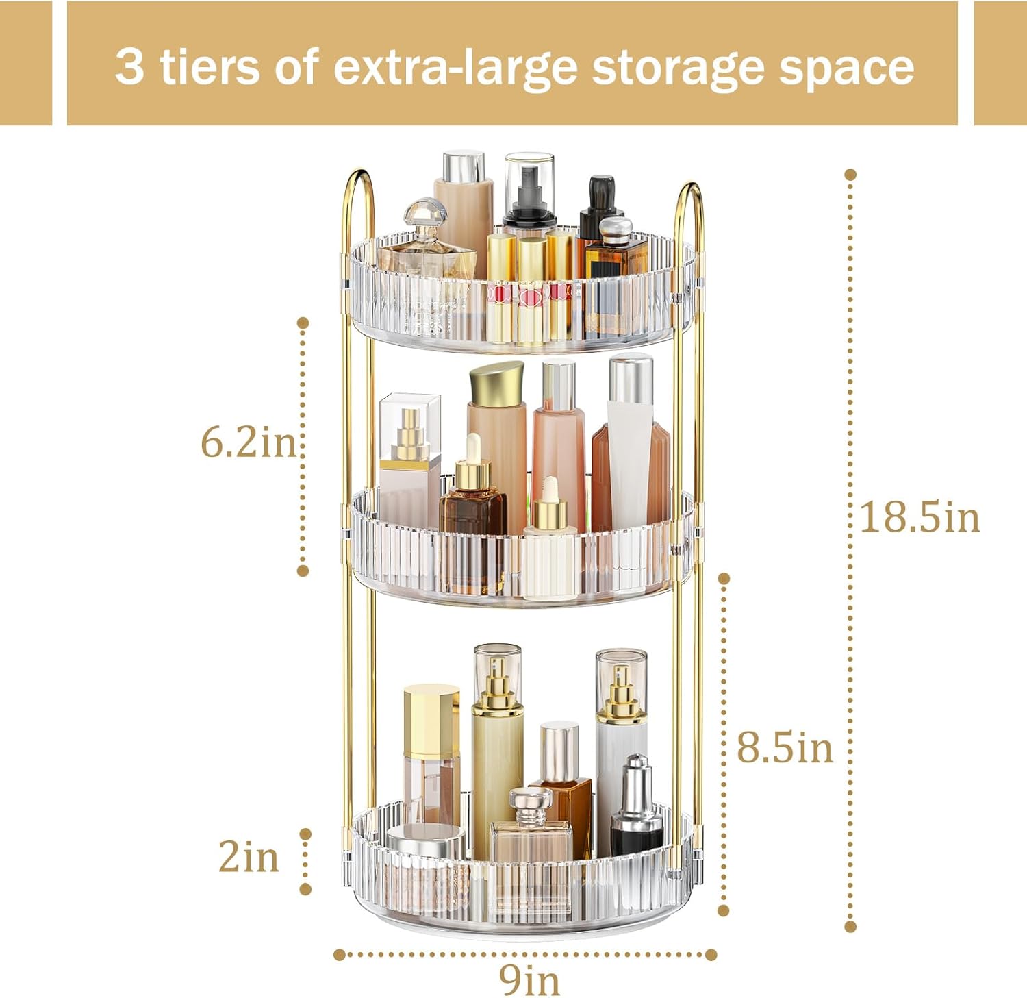 Thumbnail 5 de MOKANI 360 rotating makeup organiser, 3 tiers