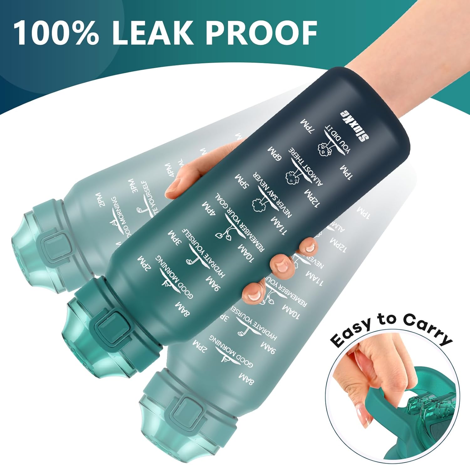 Detalle de SLUXKE Gourde Inox 1L avec Marquage de Temps – Bouteille Isotherme 316L, Double Paroi, Étanche avec Poignée