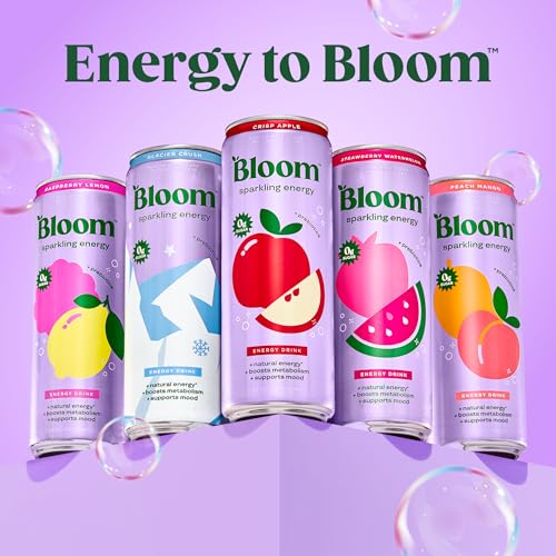 Detalle de Bloom Nutrition Apple Crisp Sparkling Energy Drink, 12oz 12 Pack: A Fresh Boost with Natural Caffeine