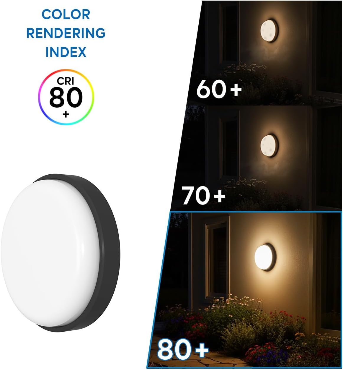 Detalle de ANWIO Applique da Esterno Nero 14W LED IP54: 1400 lm, 4000K Neutro – Luce Bianca Naturale per Esterno