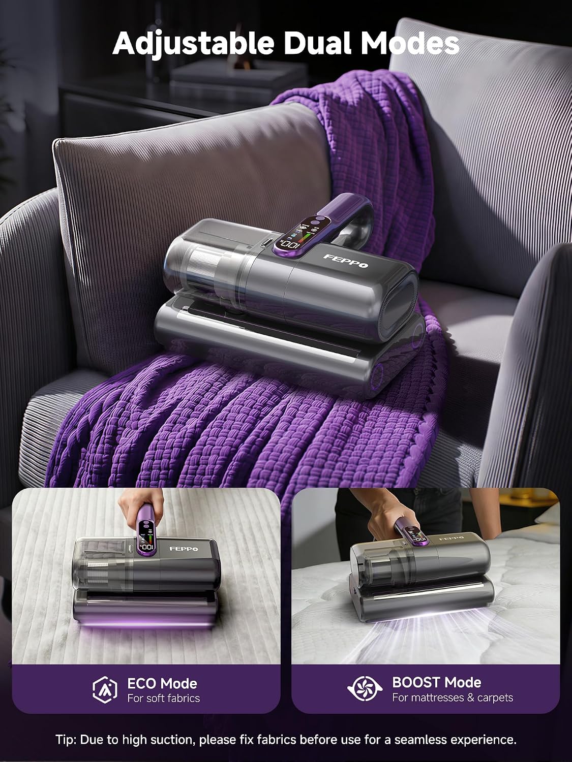 Thumbnail 6 de FEPPO Cordless Mattress Vacuum Cleaner, 18 kPa Suction