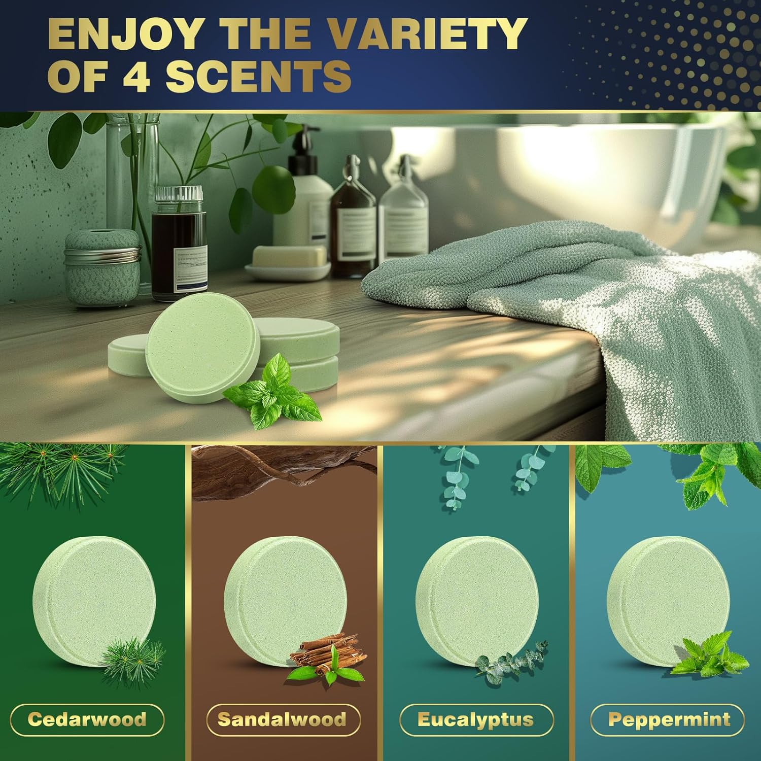 Detalle de Qivatex Badebomben Aromatherapie – 8 Stück Duschdampfer für Männer