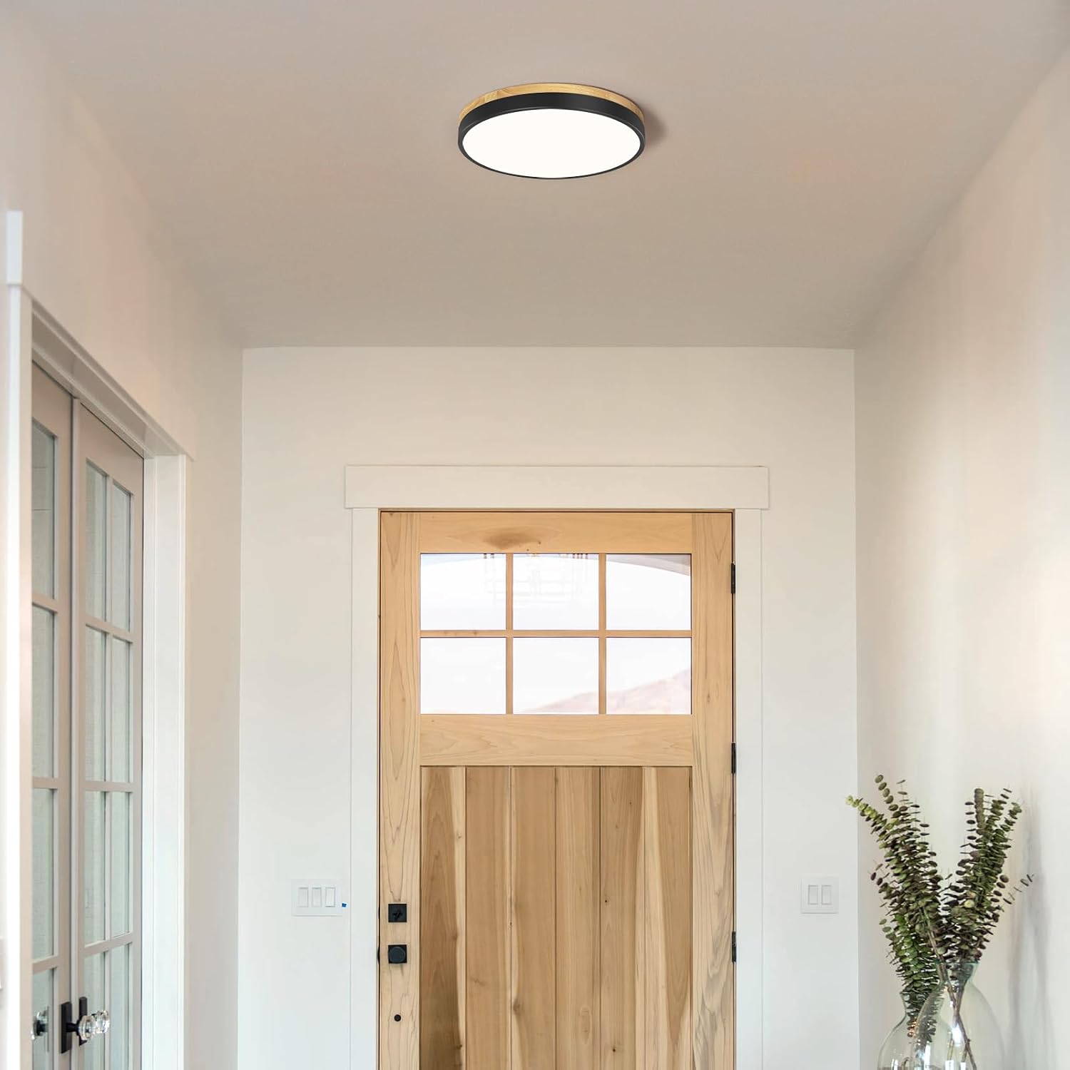 Detalle 2 de Vikaey JKCA20260907AA Wood LED Flush-Mount Ceiling Light, 11.8 in