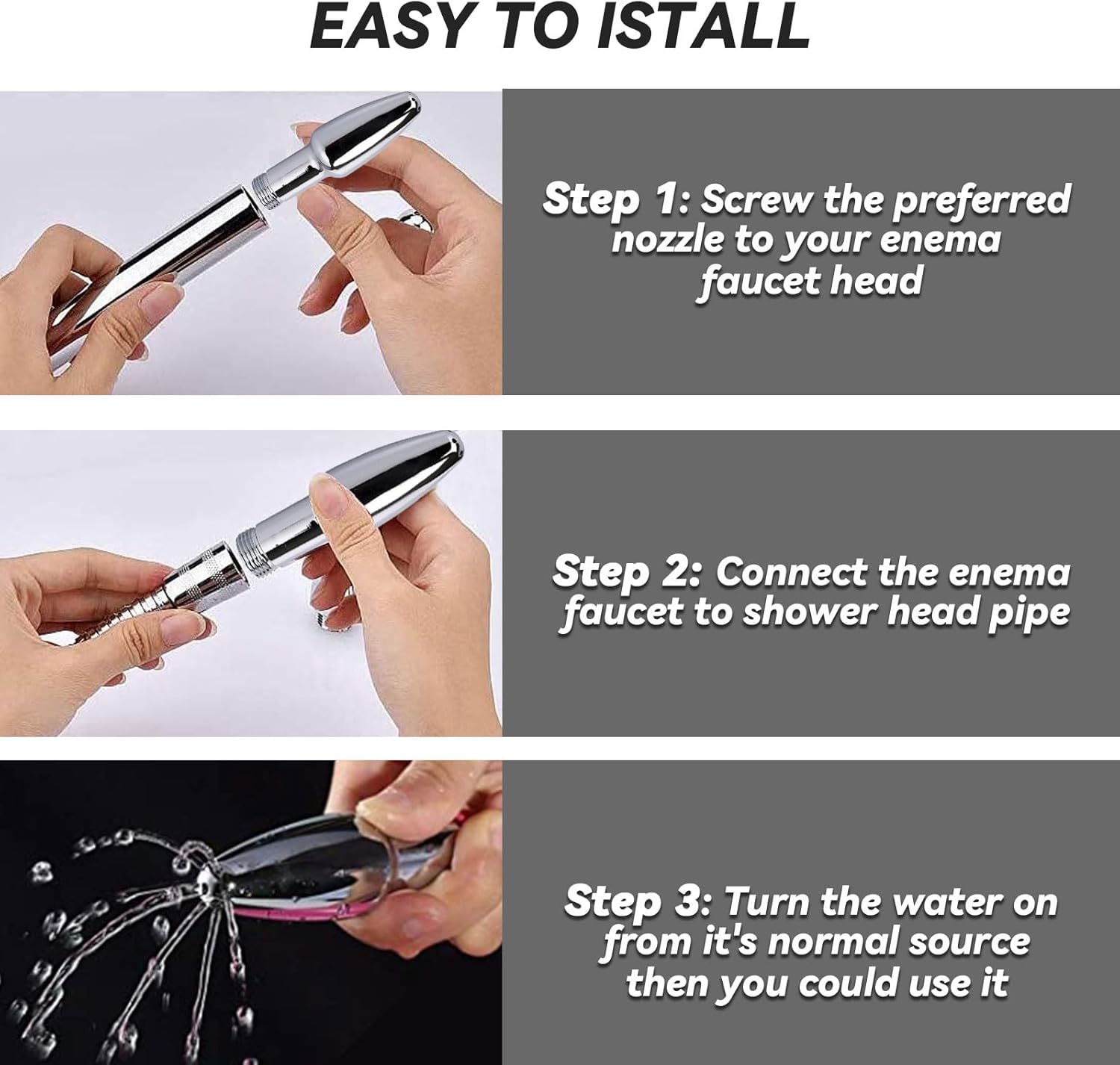 Thumbnail 2 de Duschschlauch Tiefenreinigungssystem für Einlaufdusche mit 59 Zoll Duschschlauch (Silber)