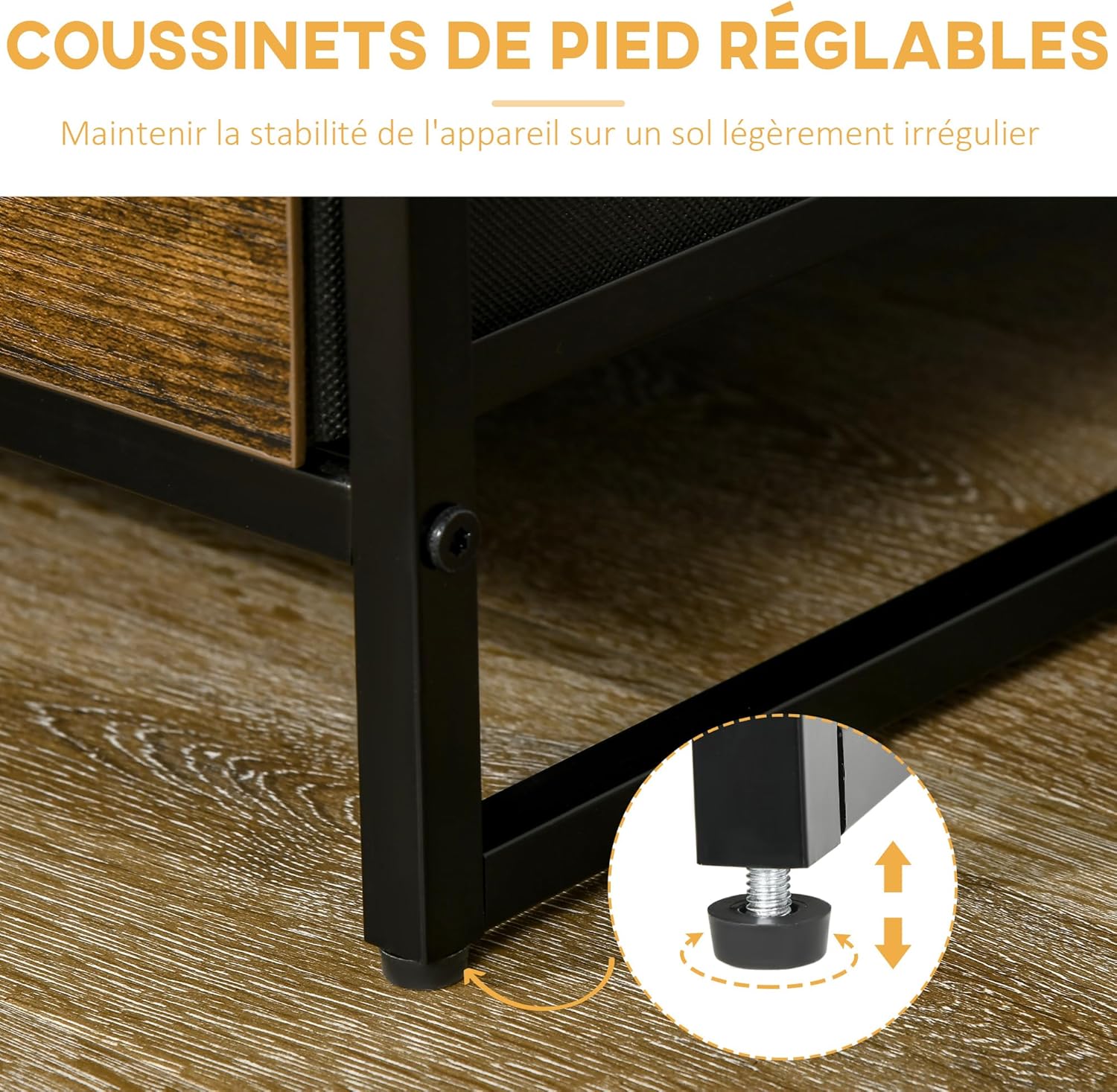 Detalle 2 de HOMCOM Bibliothèque Étagère Verticale de Rangement avec 3 tiroirs en Tissu Amovibles - Style Industriel