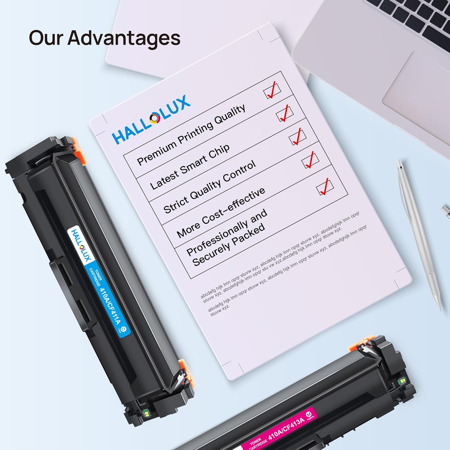 Thumbnail 3 de HALLOLUX 410A Compatible Toner Cartridges — 4-Pack for HP Color LaserJet Pro (CF410A/CF410X) in Black, Cyan, Magenta, Yellow