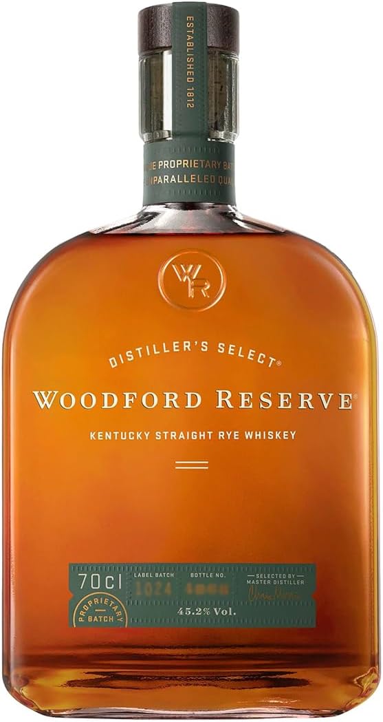 Detalle de Woodford Reserve RYE Bourbon, Especiado y Dulce, 700 ml 🥃