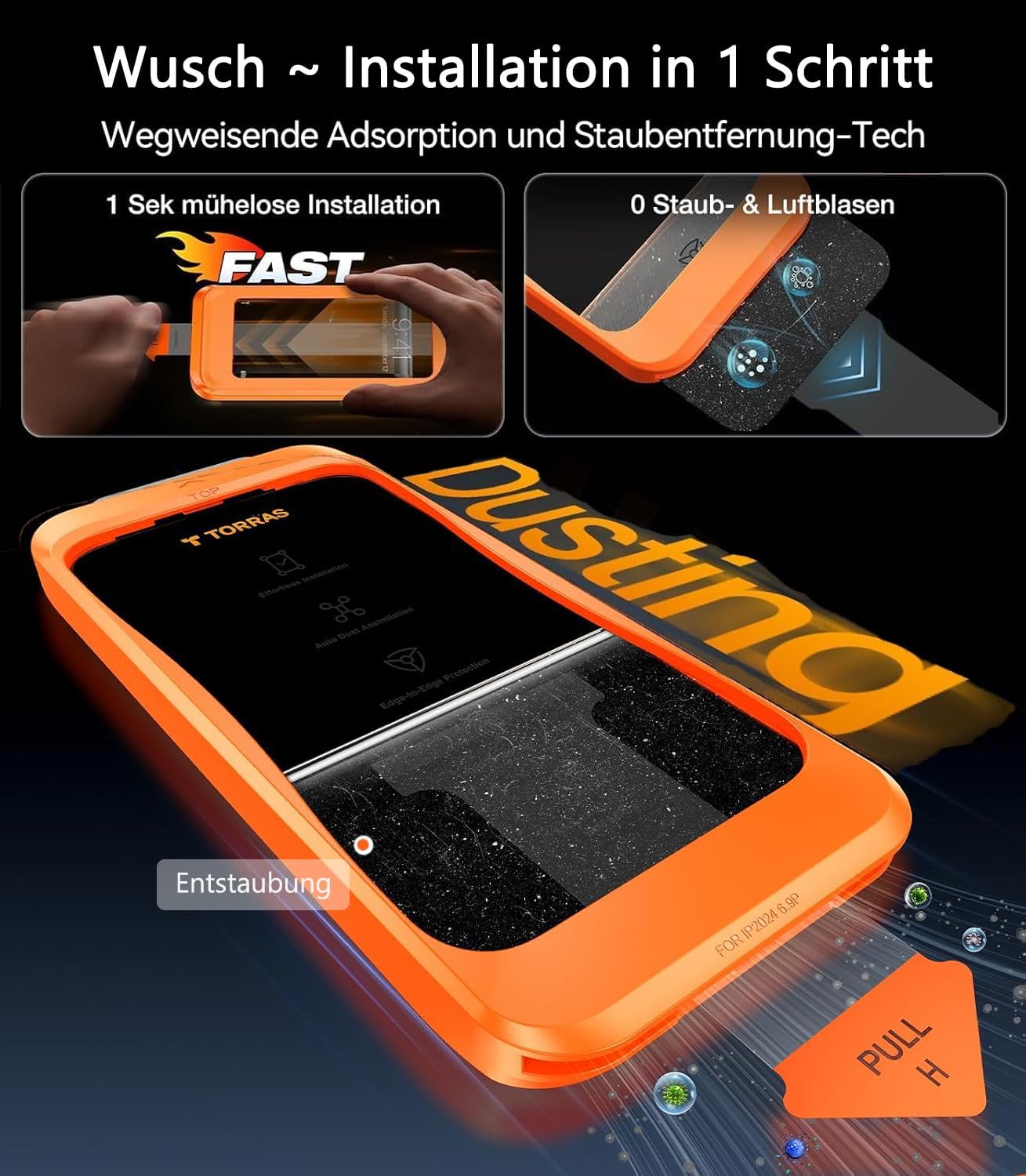 Thumbnail 5 de TORRAS GlassGo Schutzfolie 9H+ für iPhone 15 Pro, 2er-Set