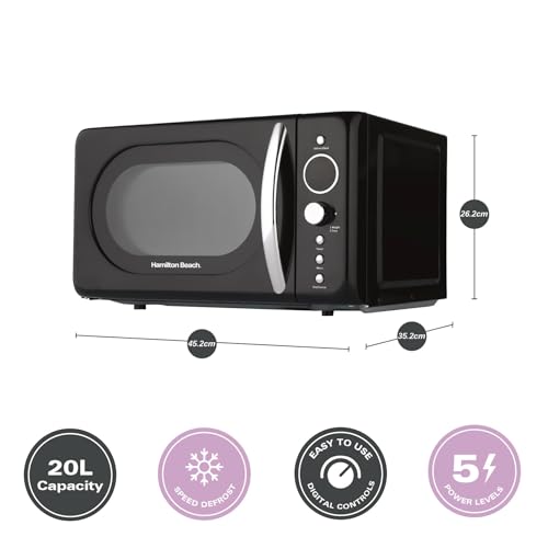 Thumbnail 8 de Hamilton Beach HB70H20B Microwave: Retro 20L, 700W with Digital Display