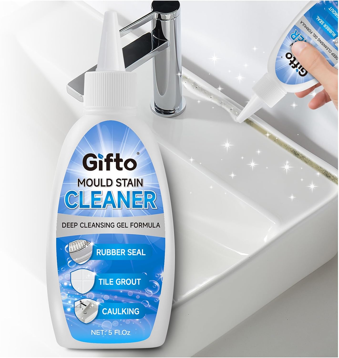 Detalle de Gifto Mould Remover Gel for Grout, Shower Tiles and Washer Seals