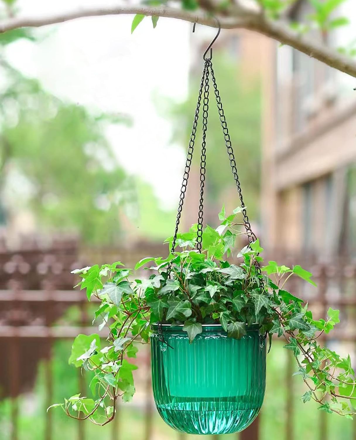 Detalle de Melphoe hanging planters-6.5 Self-Watering Hanging Planters, 2-Pack, Emerald