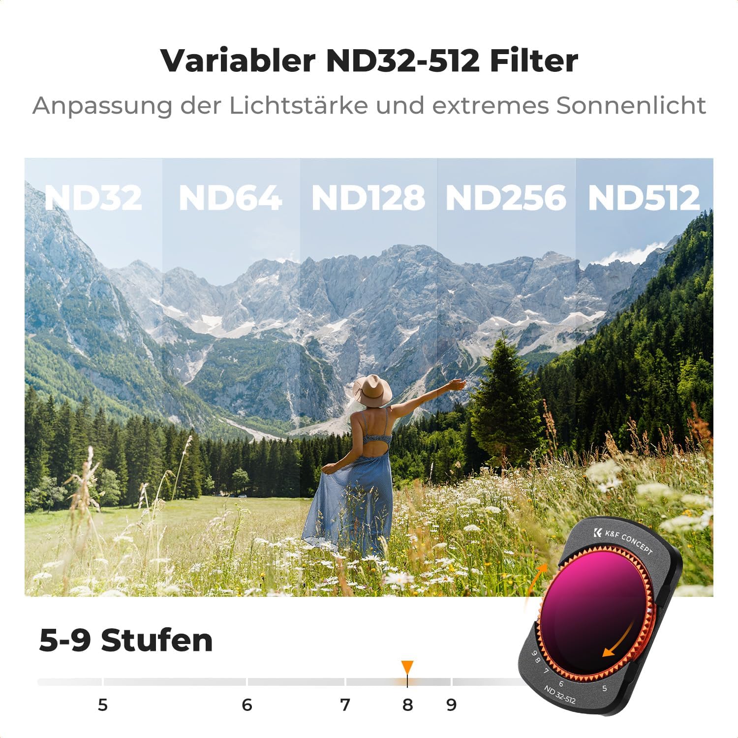 Thumbnail 3 de K&F CONCEPT magnetisches ND Filter Set 2–9 EV