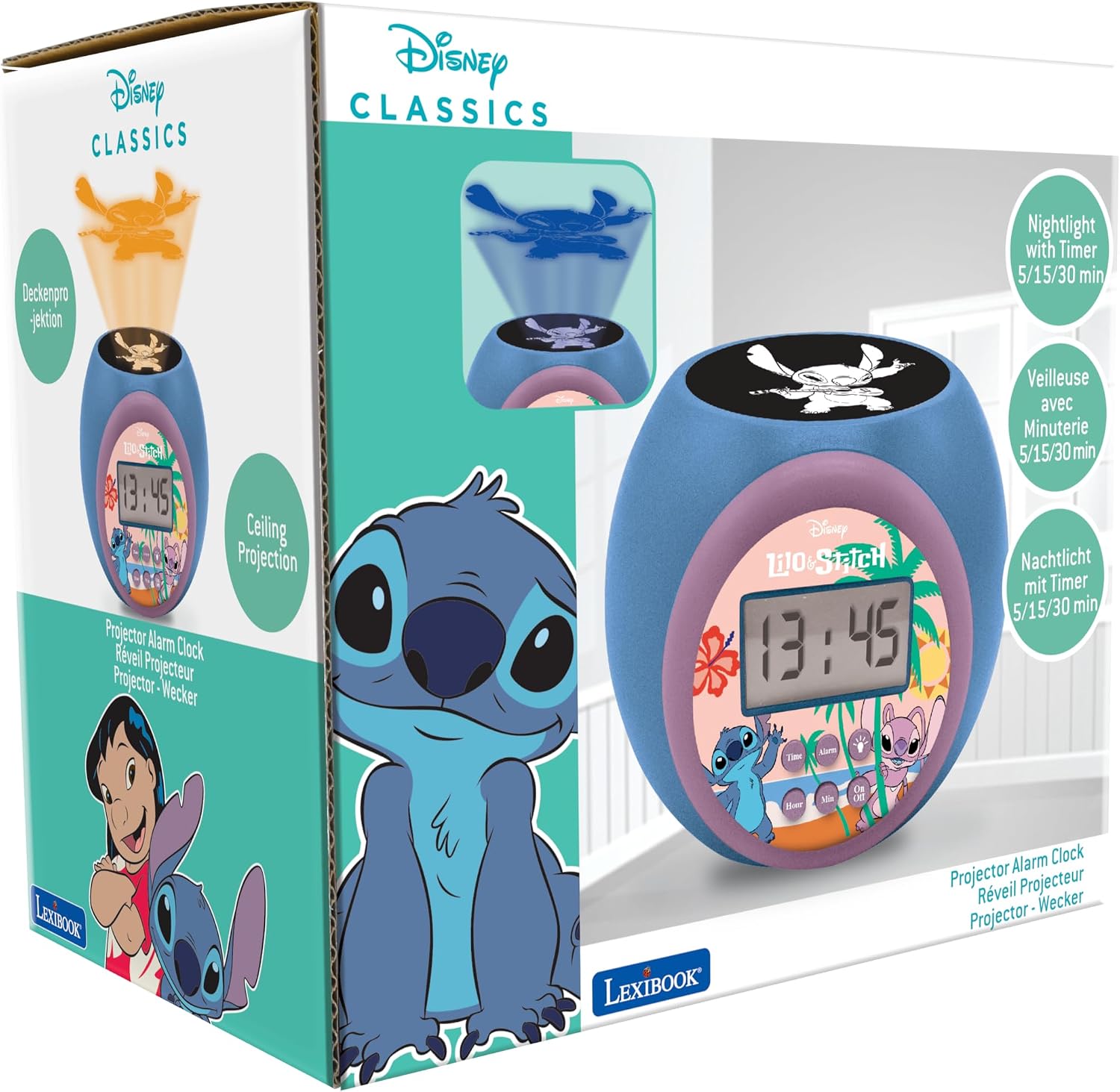 Thumbnail 6 de LEXIBOOK RL977DLXB Disney Stitch Projector Alarm Clock with Night Light