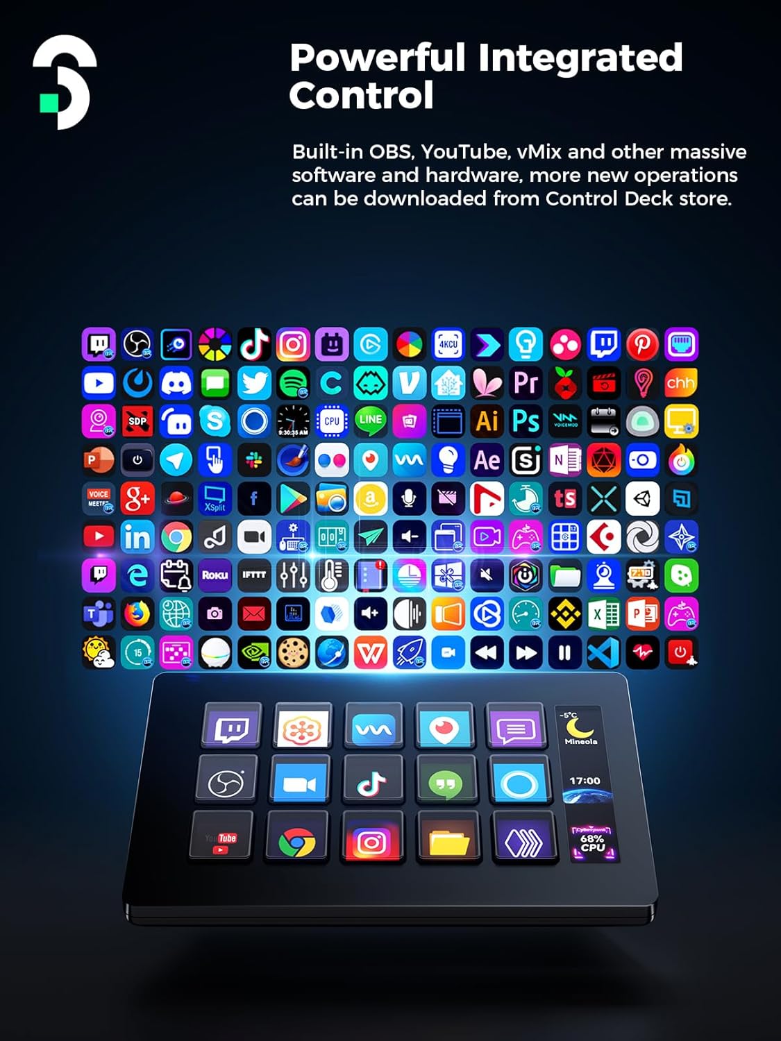 Thumbnail 5 de SOOMFON Stream Controller Stream Control Deck with 15 Customizable LCD Macro Keys (OBS, Twitch, YouTube Compatible)