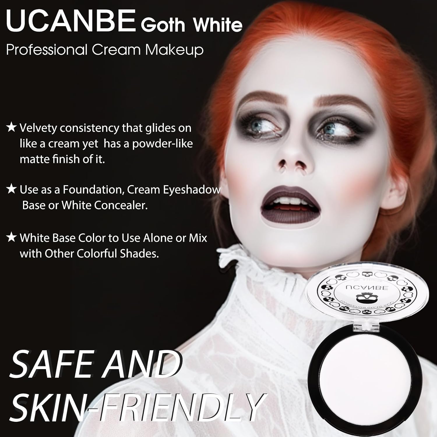 Detalle de UCANBE STUB106_03 White Cream-to-Powder Face & Body Paint, Matte Finish