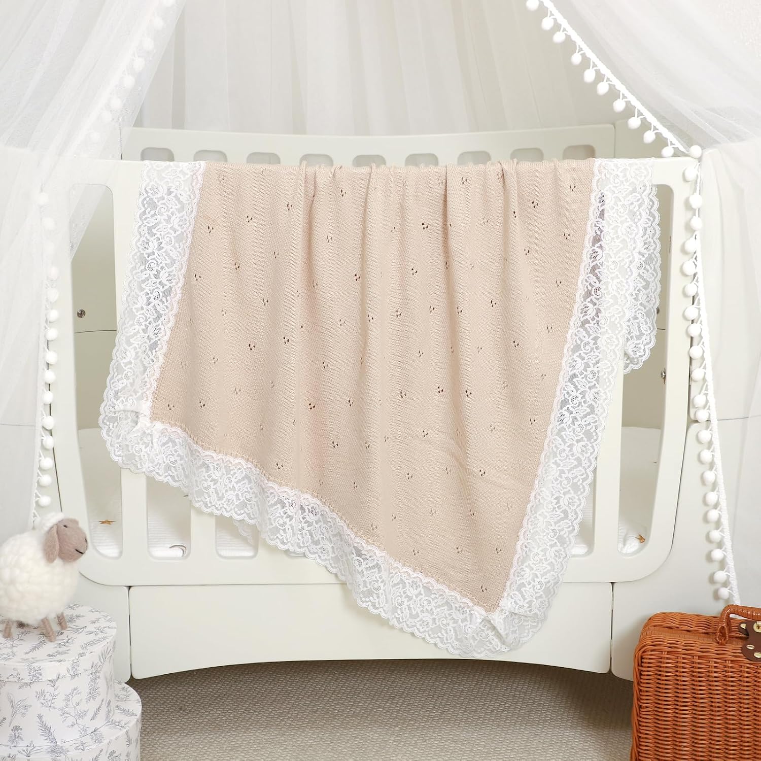 Detalle 2 de Hadetoto Knit Baby Blanket 82x102cm Khaki