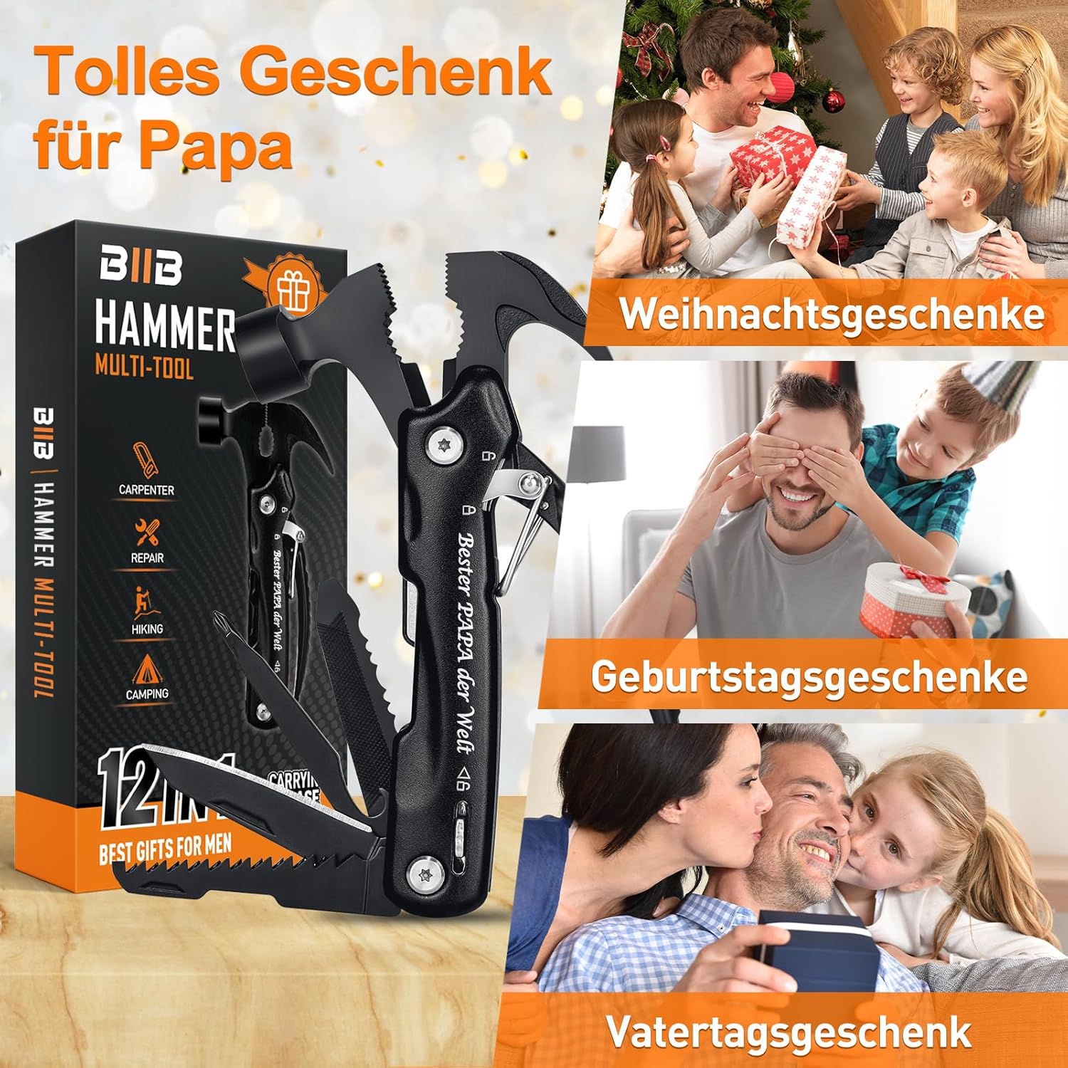 Thumbnail 6 de BIIB 12-in-1 Multitool Hammer – Vatertagsgeschenk für Papa, kompakt und zuverlässig
