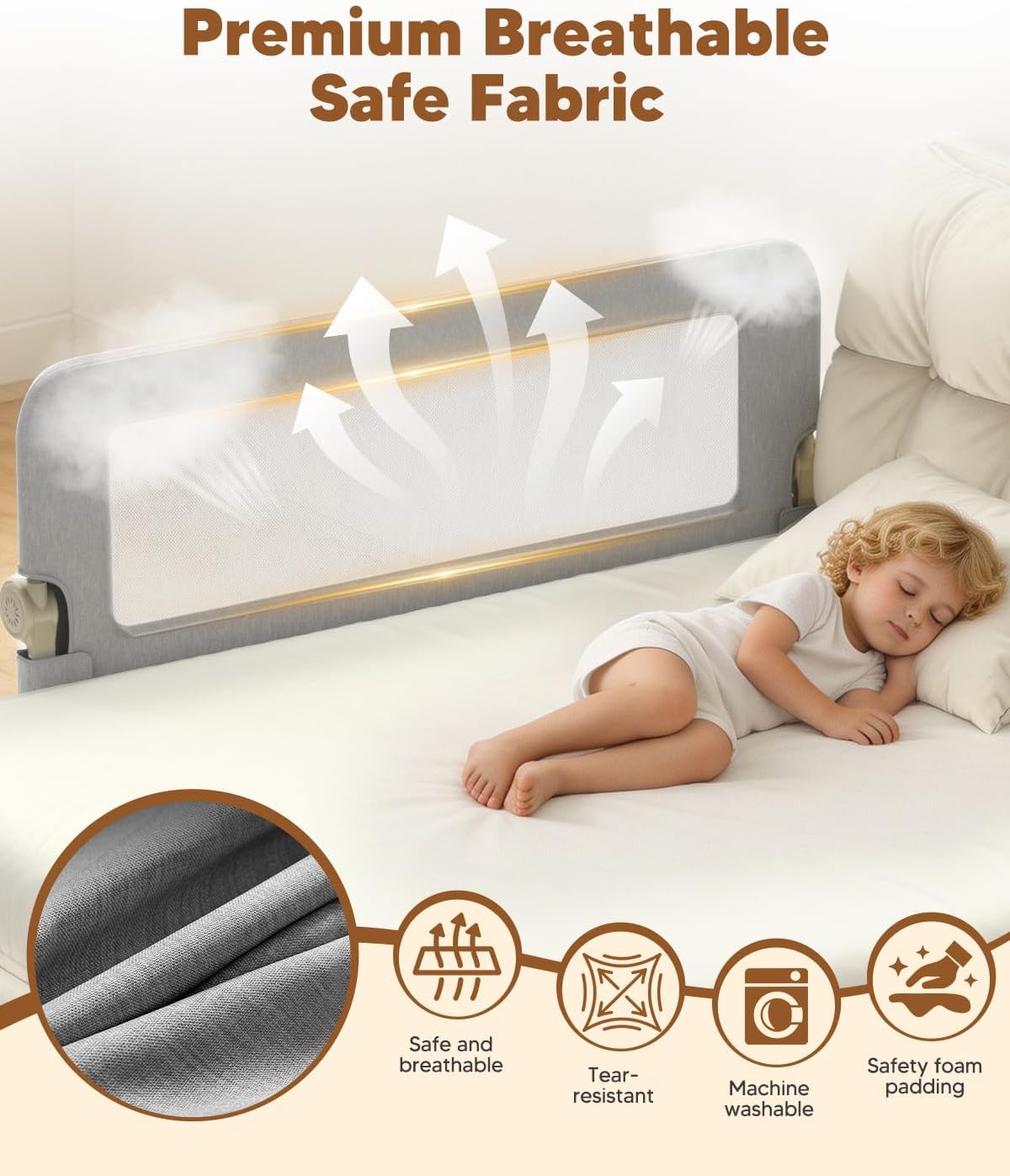 Thumbnail 3 de Lominuro TXBBR1201 75-Inch Toddler Bed Rail with Foldable Steel Frame