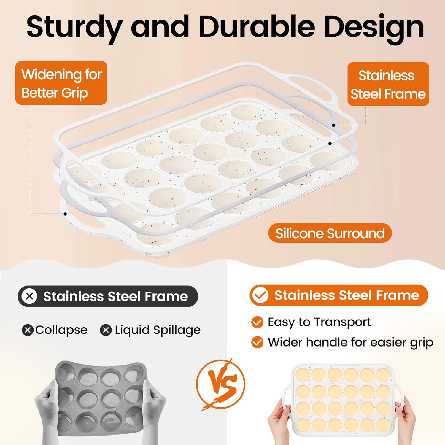 Thumbnail 3 de Fimary Silicone Mini Muffin Pan With Metal Reinforced Frame – 24 Cups, BPA Free, Non-Stick, Oven Safe