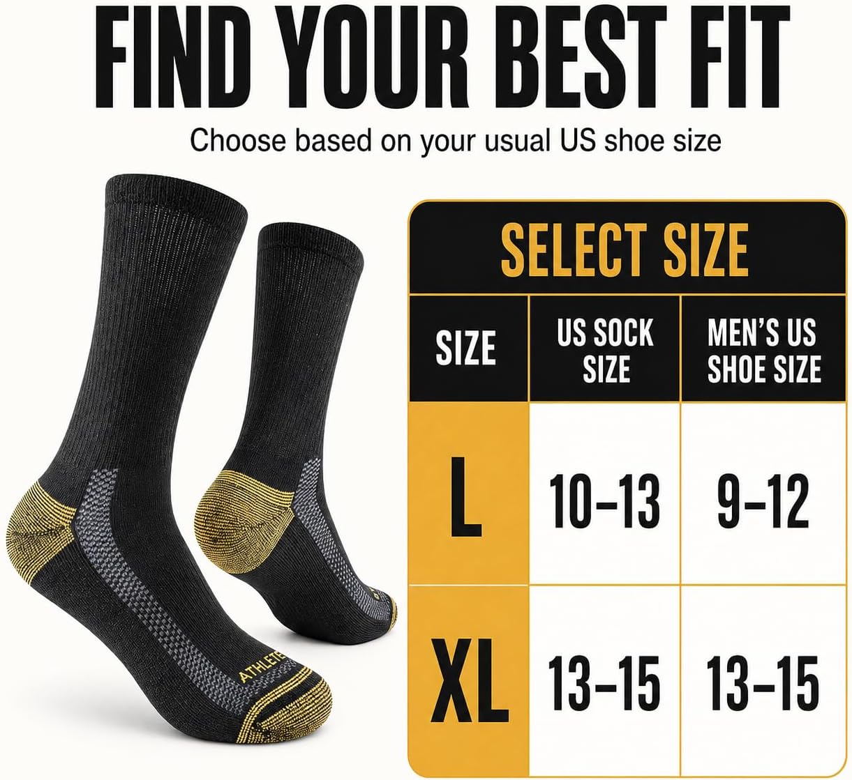 Detalle de JOYNÉE Men's Athletic Crew Socks: Lightweight, Cushioned & Breathable (5/10 Pairs)